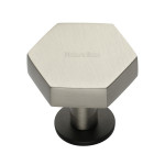 M Marcus Heritage Brass Hexagon Design Cabinet Knob with Rose 32mm